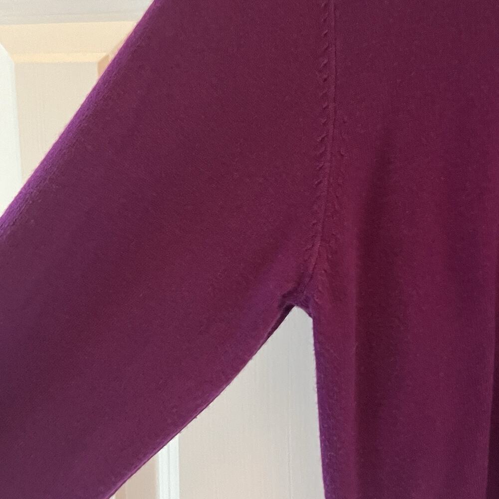 SANGTREE Womens L Plum Purple V Neck Sweater Soft Knit Long Sleeve Pullover - Picture 5 of 6